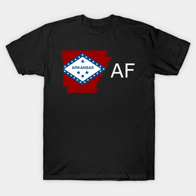 Arkansas Flag State Outline AF (white) T-Shirt by Big Term Designs